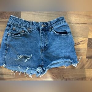 Topshop Ripped Blue Jean Shorts